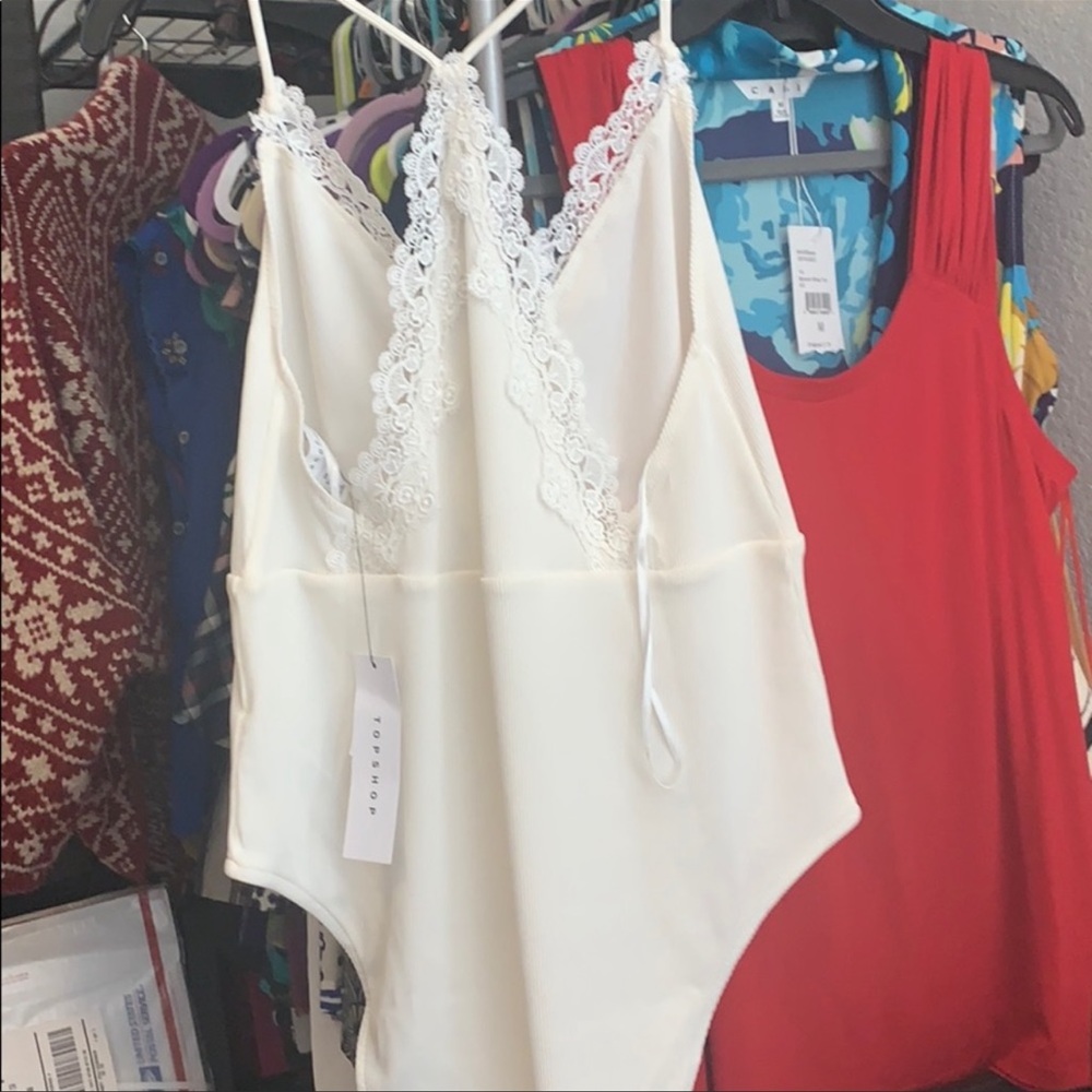 Topshop lace trim strap ribbed bodysuit - Picture 6 of 7